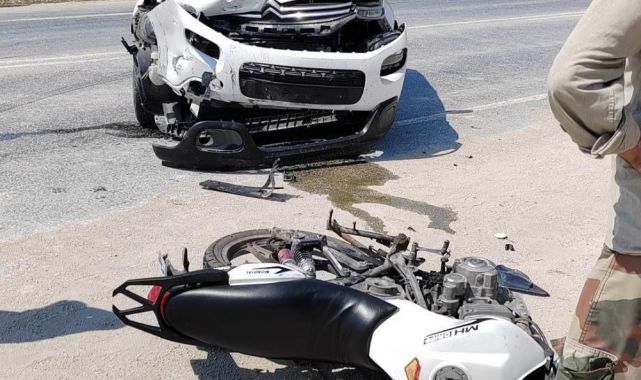Otomobil ile motosiklet kafa kafaya çarpıştı: 1 ağır yaralı
