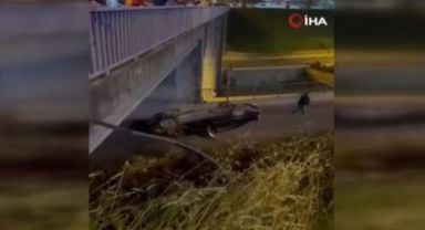 Pendik'te araç köprüden uçtu: 2 yaralı