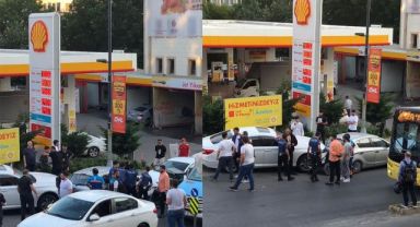 Benzin alamayınca çalışanların üzerine otomobil sürdü