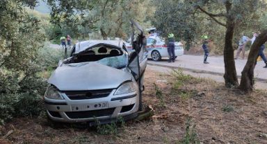 Otomobil zeytinliğe daldı: 1 ölü, 1 yaralı