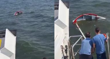 Teknesi Körfez’de alabora oldu... İşte böyle kurtarıldı!