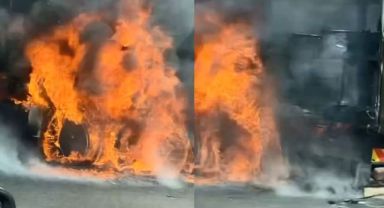 Bursa’da seyir halindeki tır alevlere teslim oldu