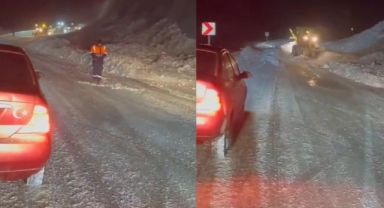 Erzurum’da karayoluna çığ düştü