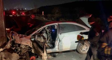 Feci kaza: 190 kilometre hızla direğe çarpan otomobilin sürücüsü hayatını kaybetti