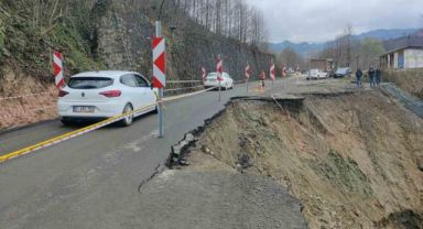 Trabzon’da karayolunda heyelan