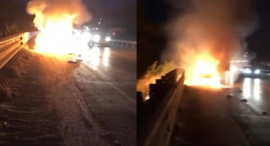 Arıza yapan araç bomba gibi patladı