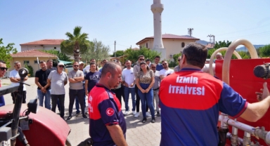 Urla'da ateş savaşçılarına muhtar desteği