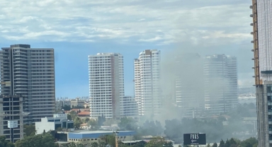 Konak'ta korkutan yangın... Söndürme çalışması sürüyor!