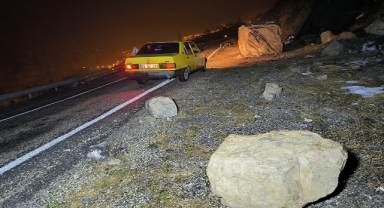 Erzurum-Artvin karayolunda heyelan