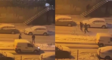 Kartopu atanlara kızıp araçtan indi: El frerini çekilmeyen araç böyle kaza yaptı