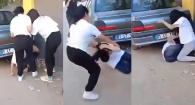 3 kız 1 kızı tekme ve yumruklarla darp etti!