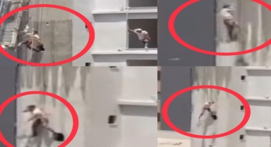 İskele halatı koptu, işçi ölümden döndü