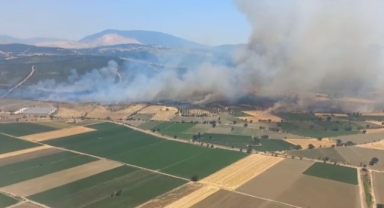 İzmir'de orman yangınına havadan ve karadan müdahale
