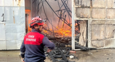 Bornova’daki depo yangınına hızlı müdahale