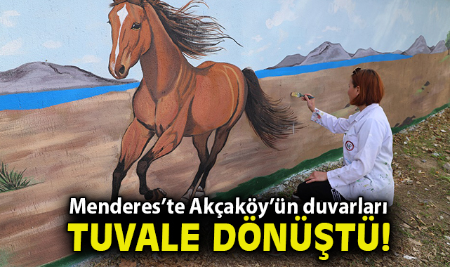 Menderes’te Akçaköy’ün duvarları tuvale dönüştü