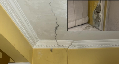 Binanın kolonları çatladı: Aileler korkuyla evi tahliye etti!