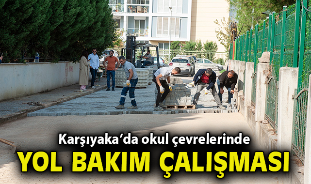 Karşıyaka’da okul çevrelerinde yol bakım çalışması