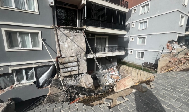 Menemen’de istinat duvarı çöken bölgede çalışmalar ikinci gününde