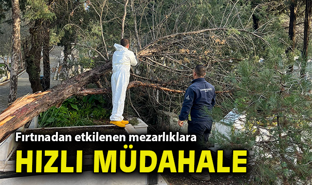 Fırtınadan etkilenen mezarlıklara hızlı müdahale