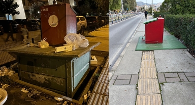 Karşıyaka’da yaya ve engelli yolunda tehlikeli görüntüler!