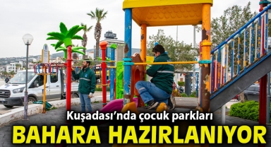 Kuşadası’nda çocuk parkları bahara hazırlanıyor