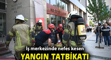 İş merkezinde nefes kesen yangın tatbikatı