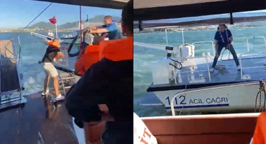 İzmir'de denizde korku dolu anlar: Su alan teknedeki 6 yolcu kurtarıldı