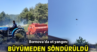 Bornova’da ot yangını büyümeden söndürüldü