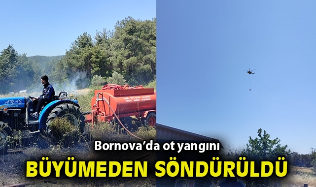 Bornova’da ot yangını büyümeden söndürüldü