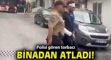 Polisi gören torbacı, 4 metrelik binadan aşağı atladı
